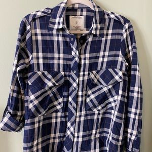 NWOT ZARA WOMAN PLAID SNAP BUTTON DOWN CLOSURE